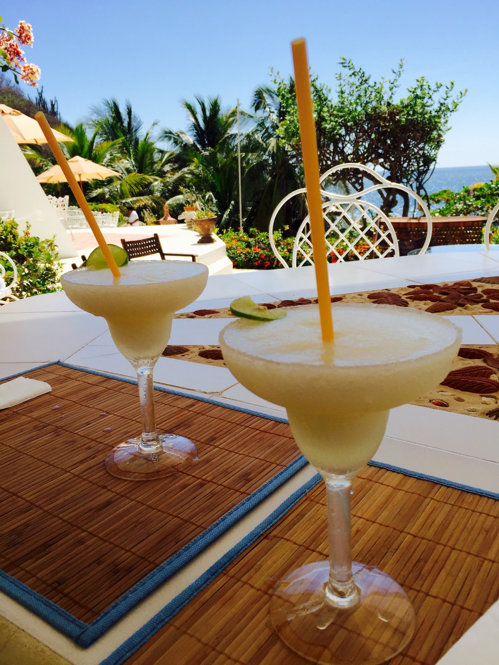 frozen mezcal margaritas by the sea