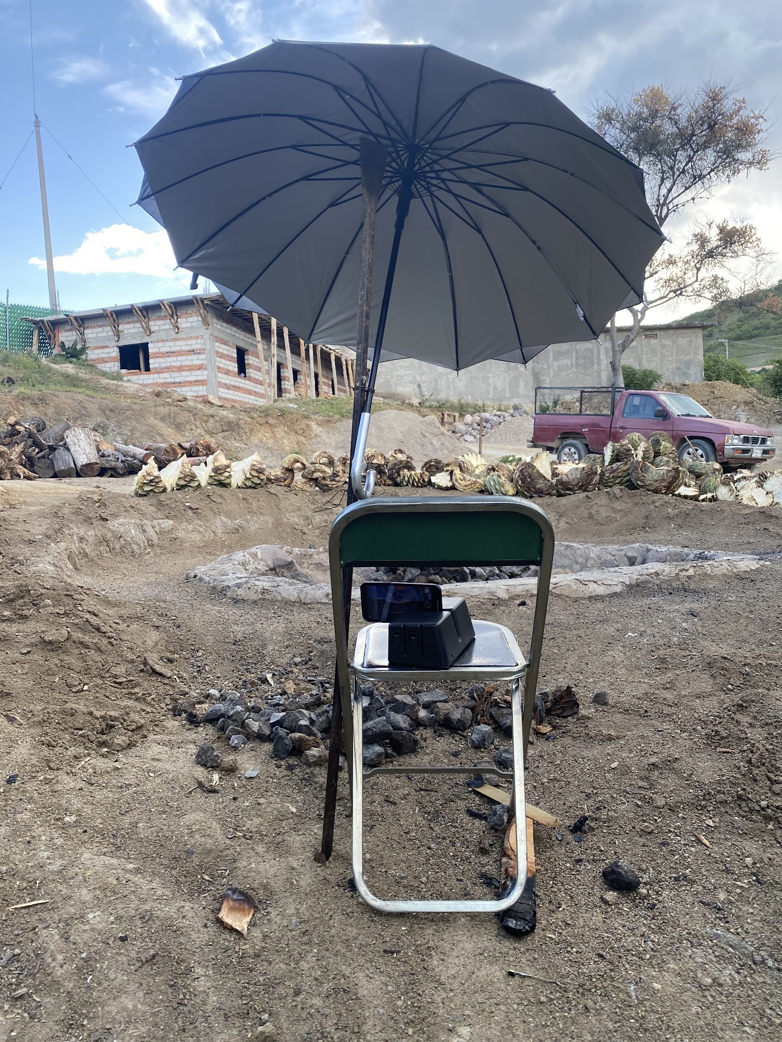 roasting pit with agave hearts