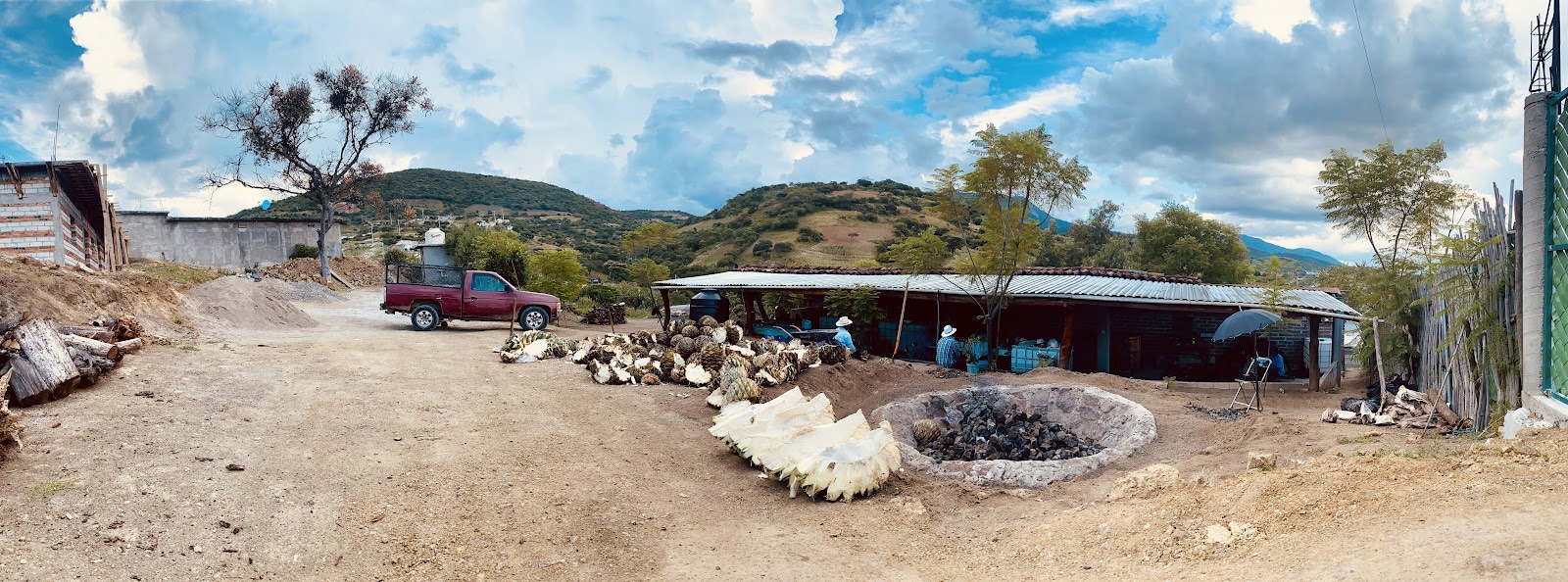 palenque panorama with roasting pit
