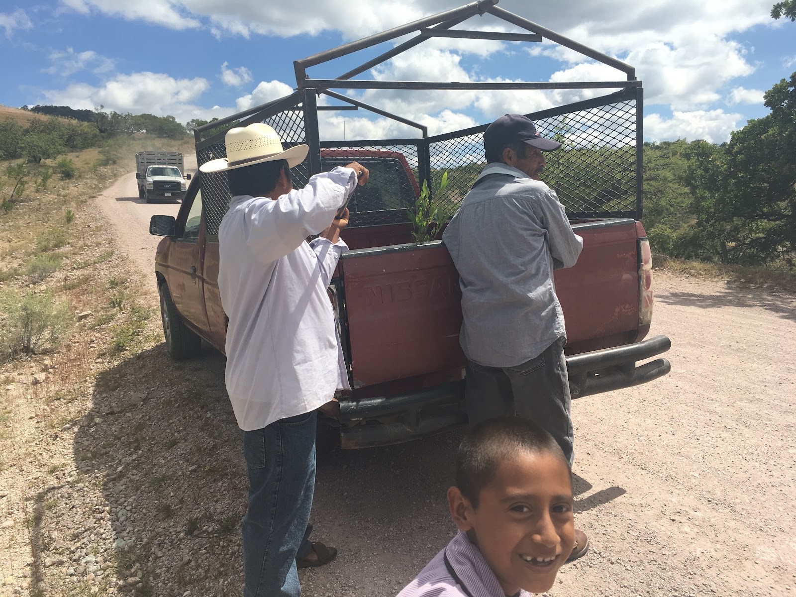 loading the truck on a rural road
