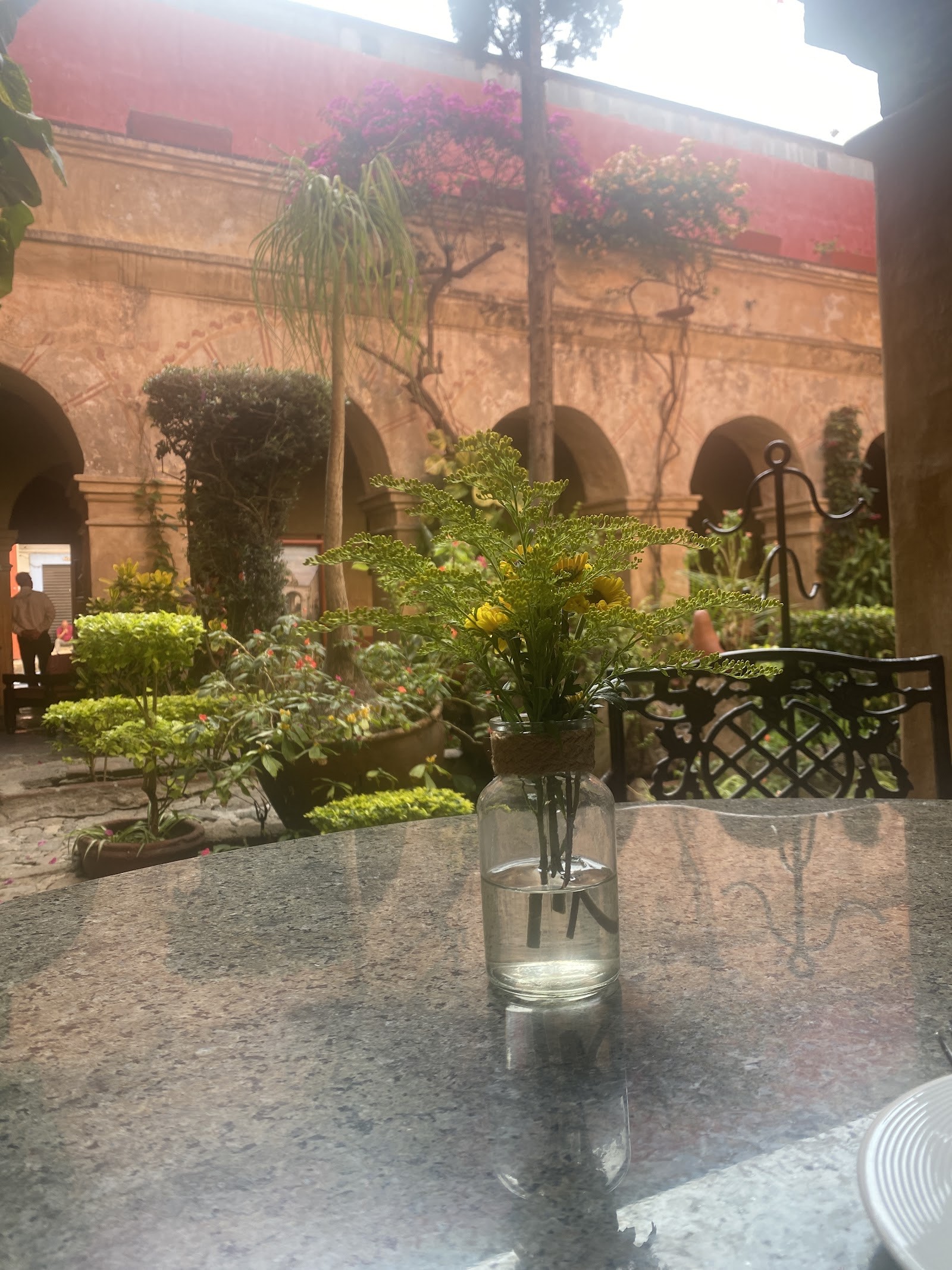 a courtyard restaurant patio
