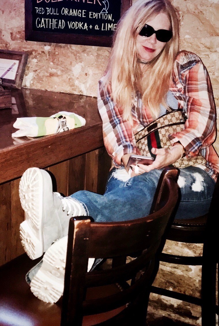 relaxing at the bar